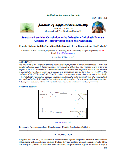 First page preview of "Oxidation of Aliphatic Primary Alcohols"